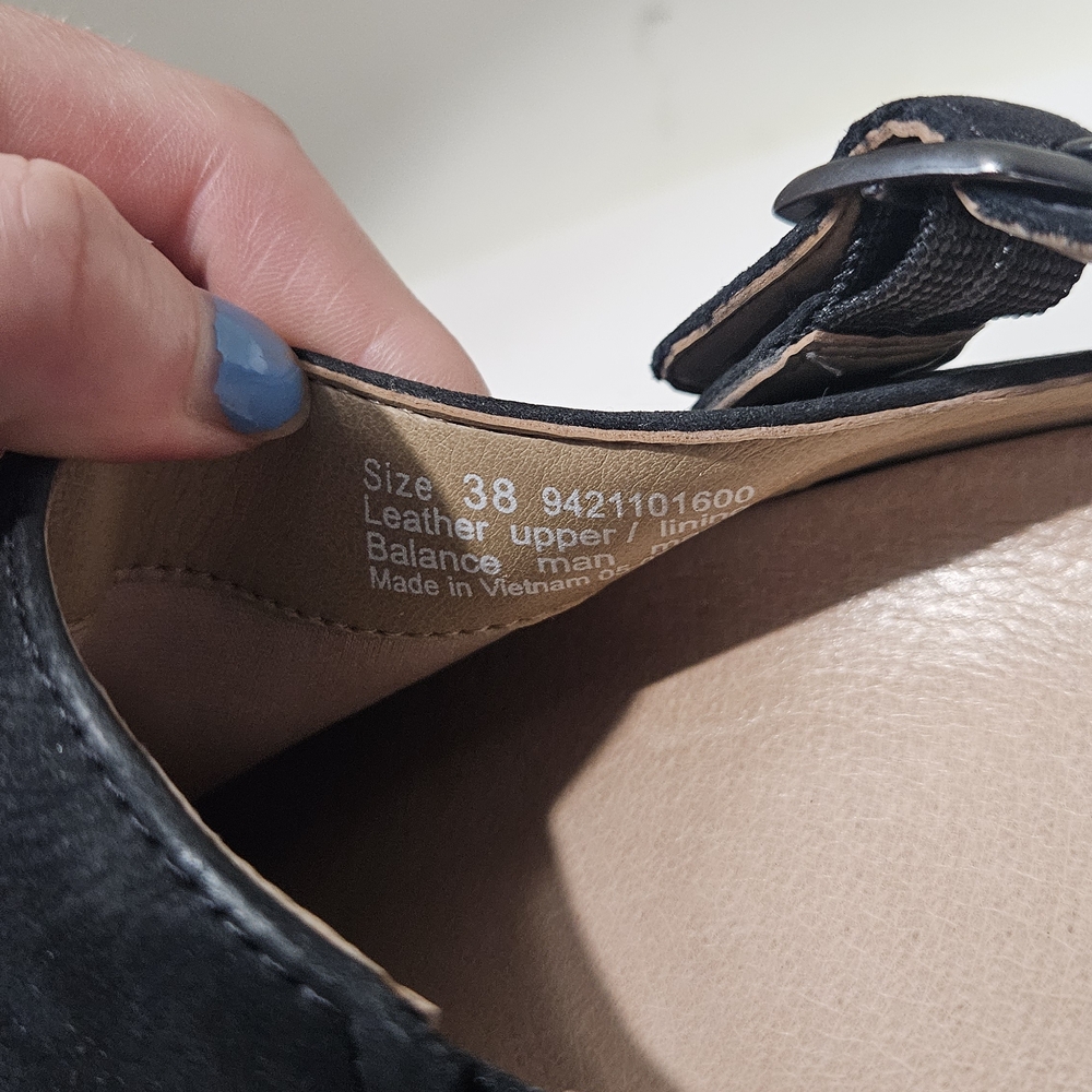 Dansko Black Leather Slingback Clogs with Wood-Look Sole - Picture 4 of 6